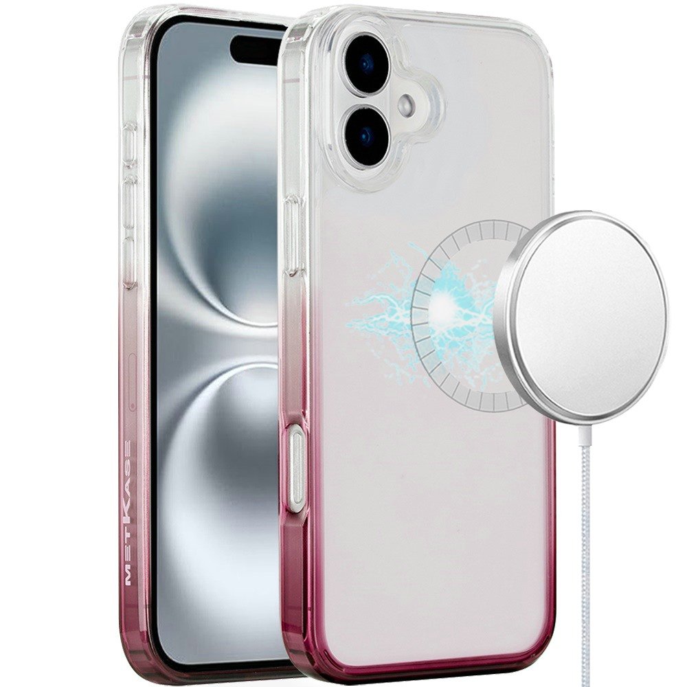 for iphone 16 6.1 inch magnetic space gradiant case two tone pink