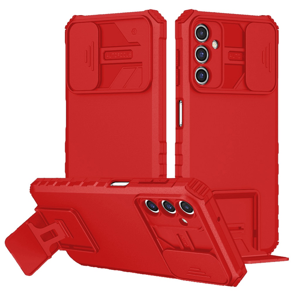 for samsung a17 5g easy viewing kickstand camera protection hybrid case cover red