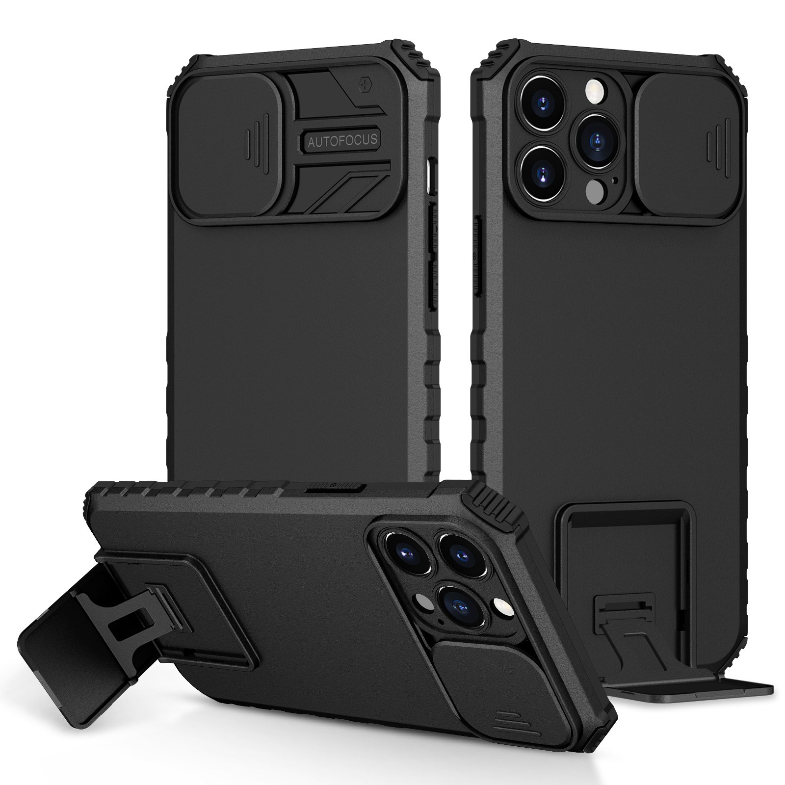 for iphone 13 pro max easy viewing kickstand camera protection hybrid case cover black