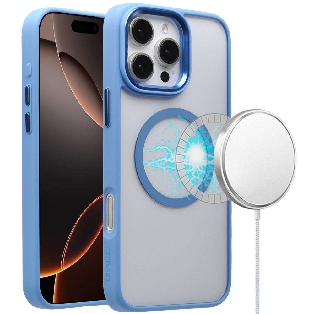 for iphone 16 pro 6.3 inch magnetic clarity transparent hybrid blue