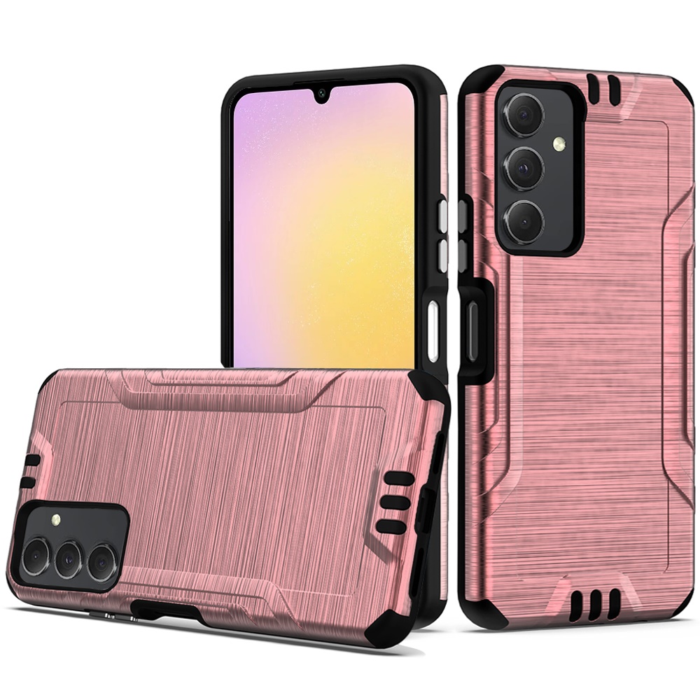 for samsung a25 5g strong tough metallic design hybrid rose gold