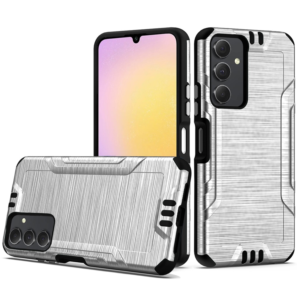 for samsung a25 5g strong tough metallic design hybrid silver