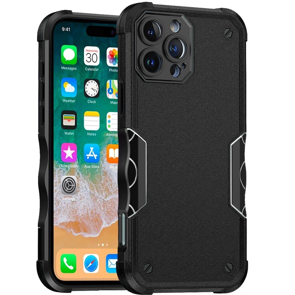 for iphone 16 pro max 6.9 inch exquisite tough shockproof hybrid case cover black