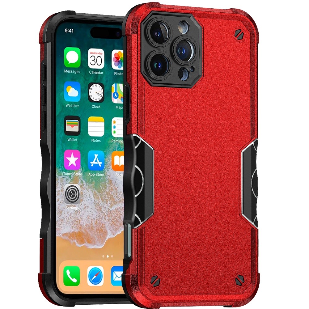 for iphone 16 pro max 6.9 inch exquisite tough shockproof hybrid case cover red