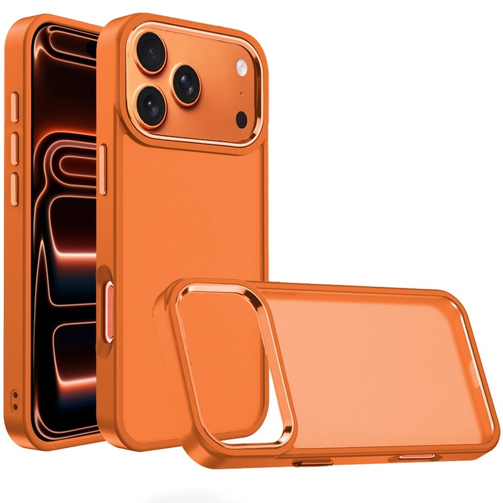 for iphone 17 pro finest transparent thick acrylic hybrid metal buttons cover case cosmic orange