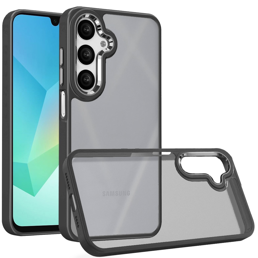 for samsung a16 5g finest transparent thick acrylic hybrid metal buttons cover case black