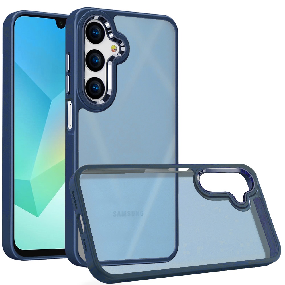 for samsung a16 5g finest transparent thick acrylic hybrid metal buttons cover case blue
