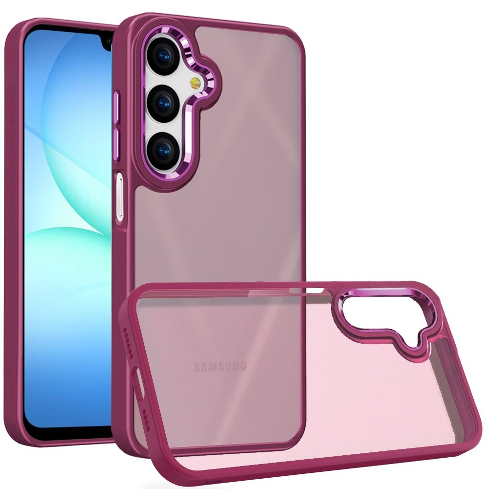 for samsung a17 5g finest transparent thick acrylic hybrid metal buttons cover case burgundy
