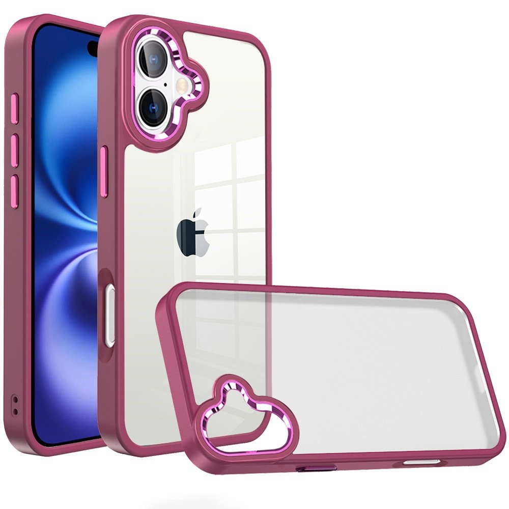 for iphone 17 finest transparent thick acrylic hybrid metal buttons cover case burgundy
