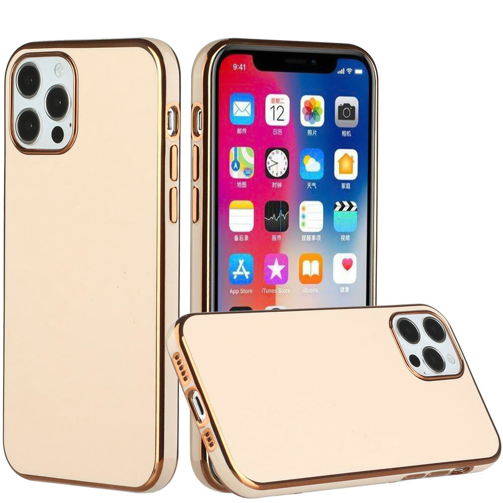for apple iphone 14 pro 6.1" electroplated fashion solid color tpu case cover rose gold