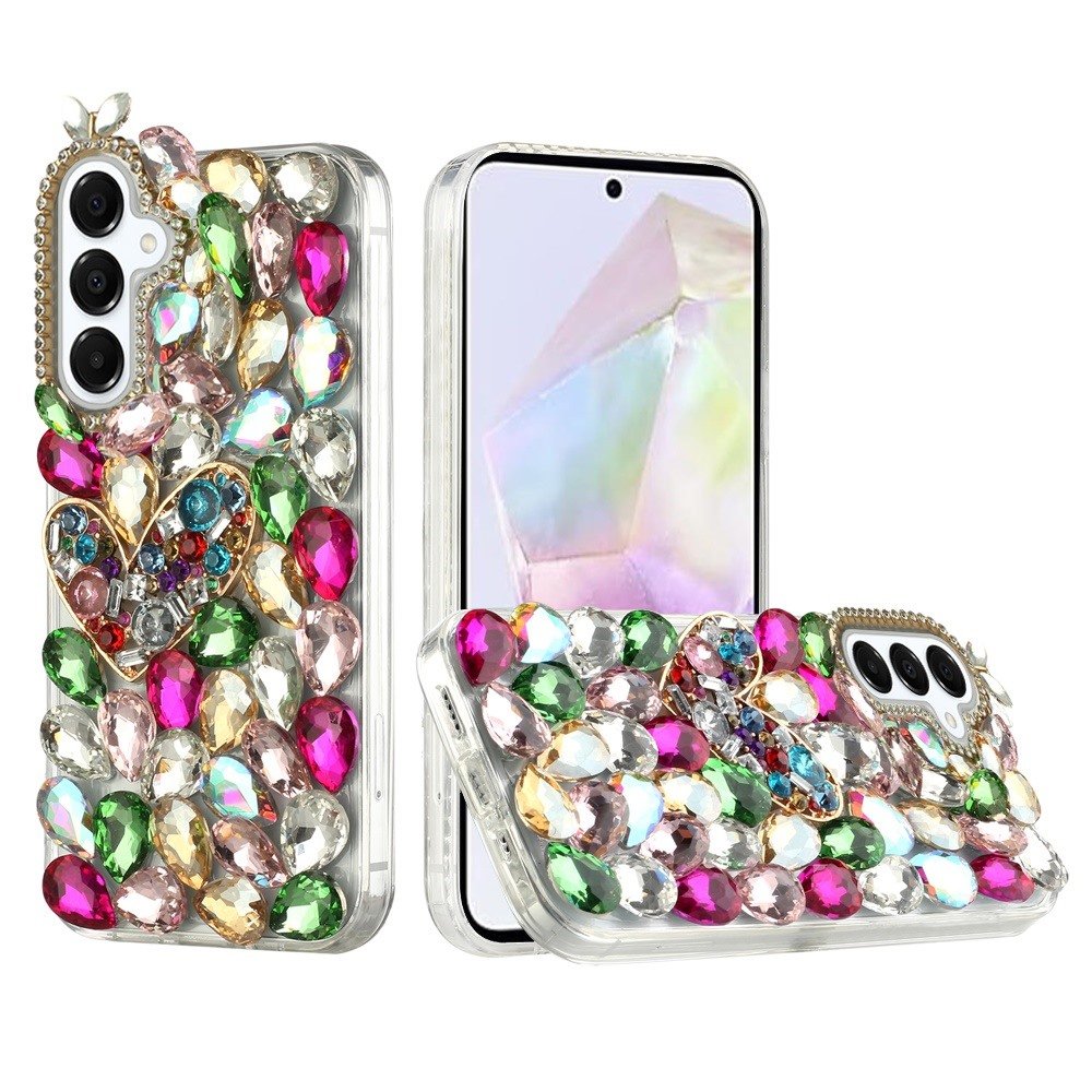 for samsung galaxy a36 / a56 full diamond with ornaments hard tpu case cover colorful ornaments with heart