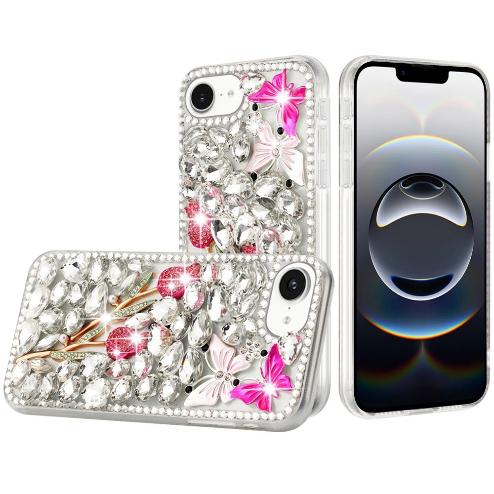 for iphone 17e / 16e / se4 full diamond with ornaments case cover crystal exquisite garden
