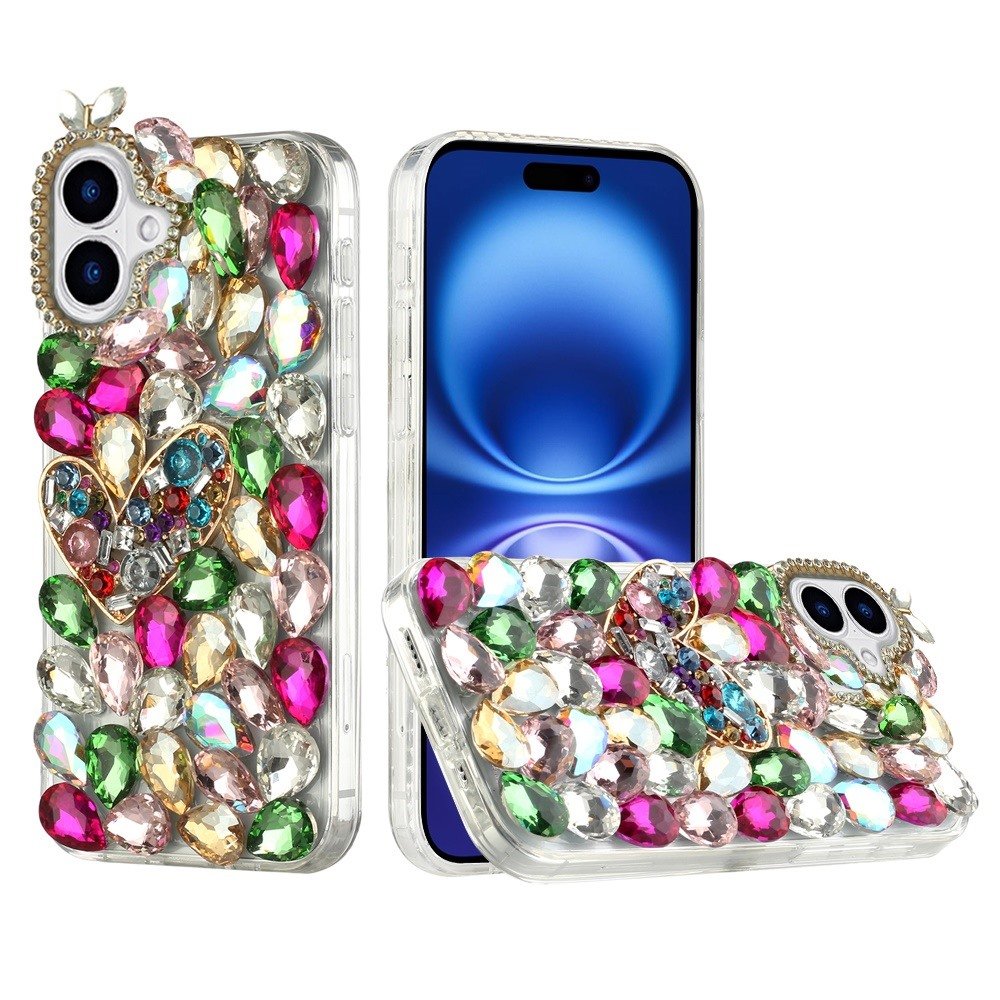 for iphone 17 full diamond with ornaments case cover colorful ornaments with heart