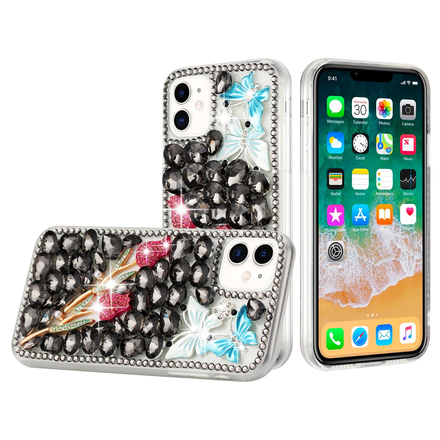 for ip15 pro max full diamond with ornaments case cover smoke exquisite garden