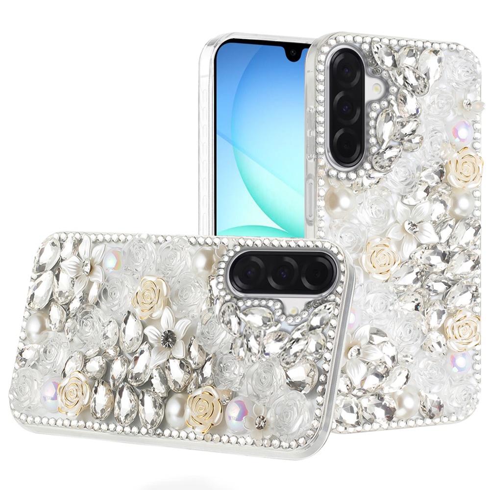 for samsung a17 5g rose flower full diamond bling stones clear