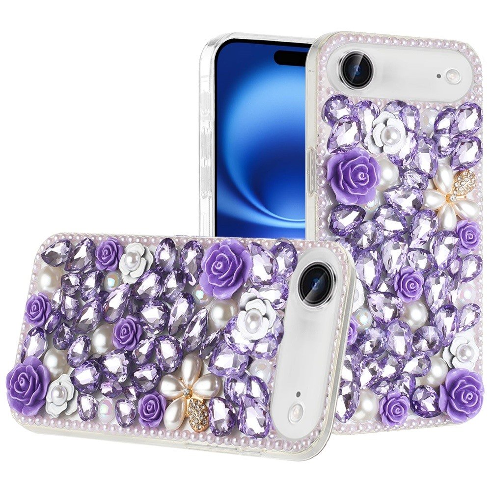 for iphone 17 air rose flower full diamond bling stones red