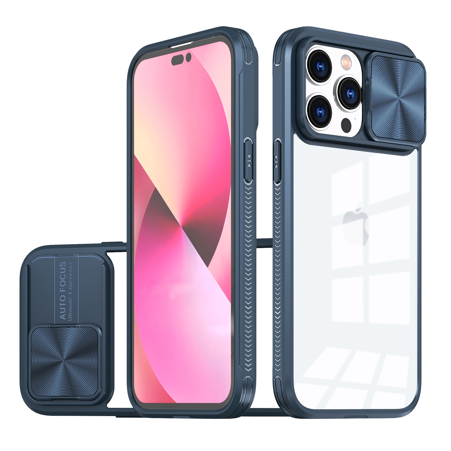 for iphone 13/14 fusion transparent clear hybrid case cover blue