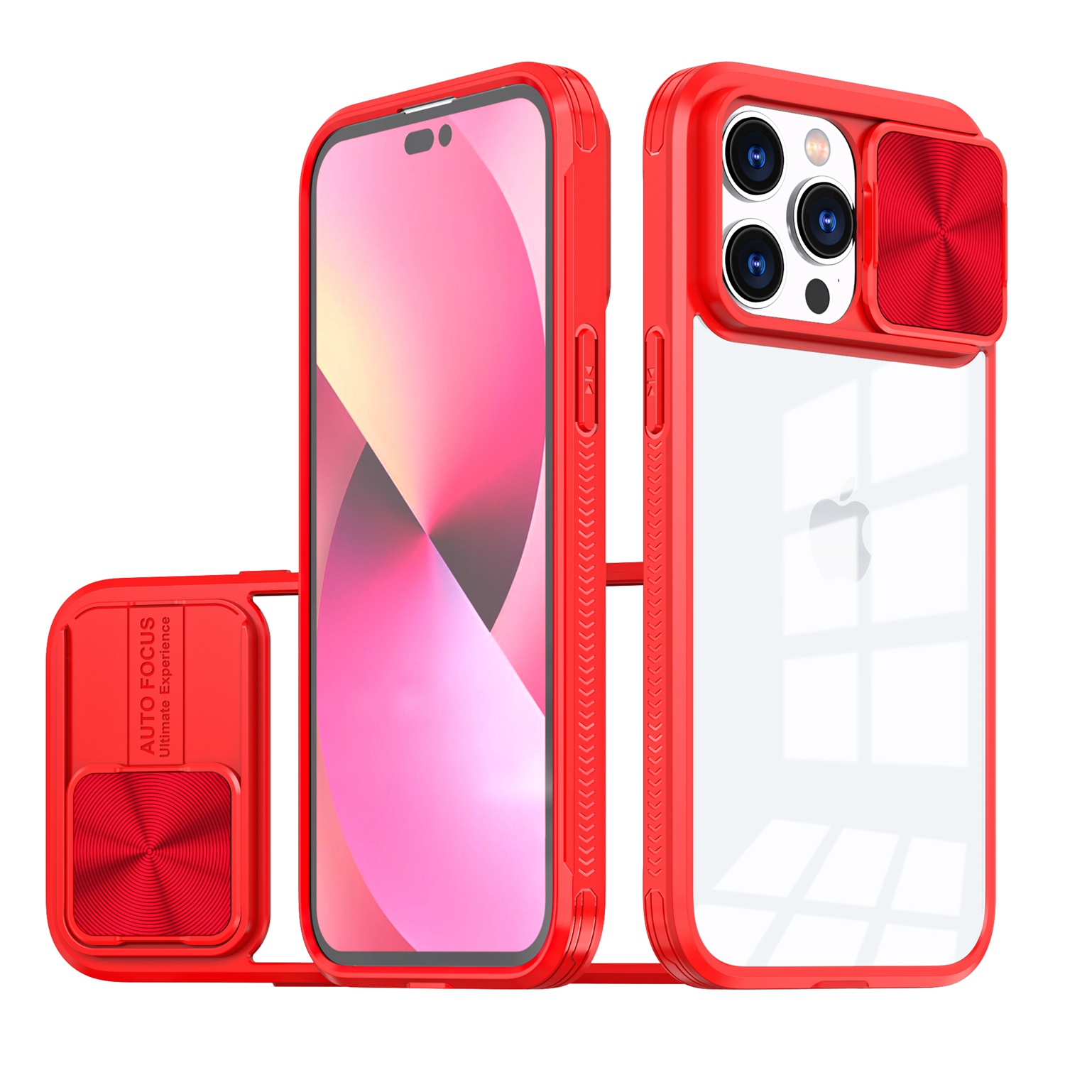 for iphone 13/14 fusion transparent clear hybrid case cover red