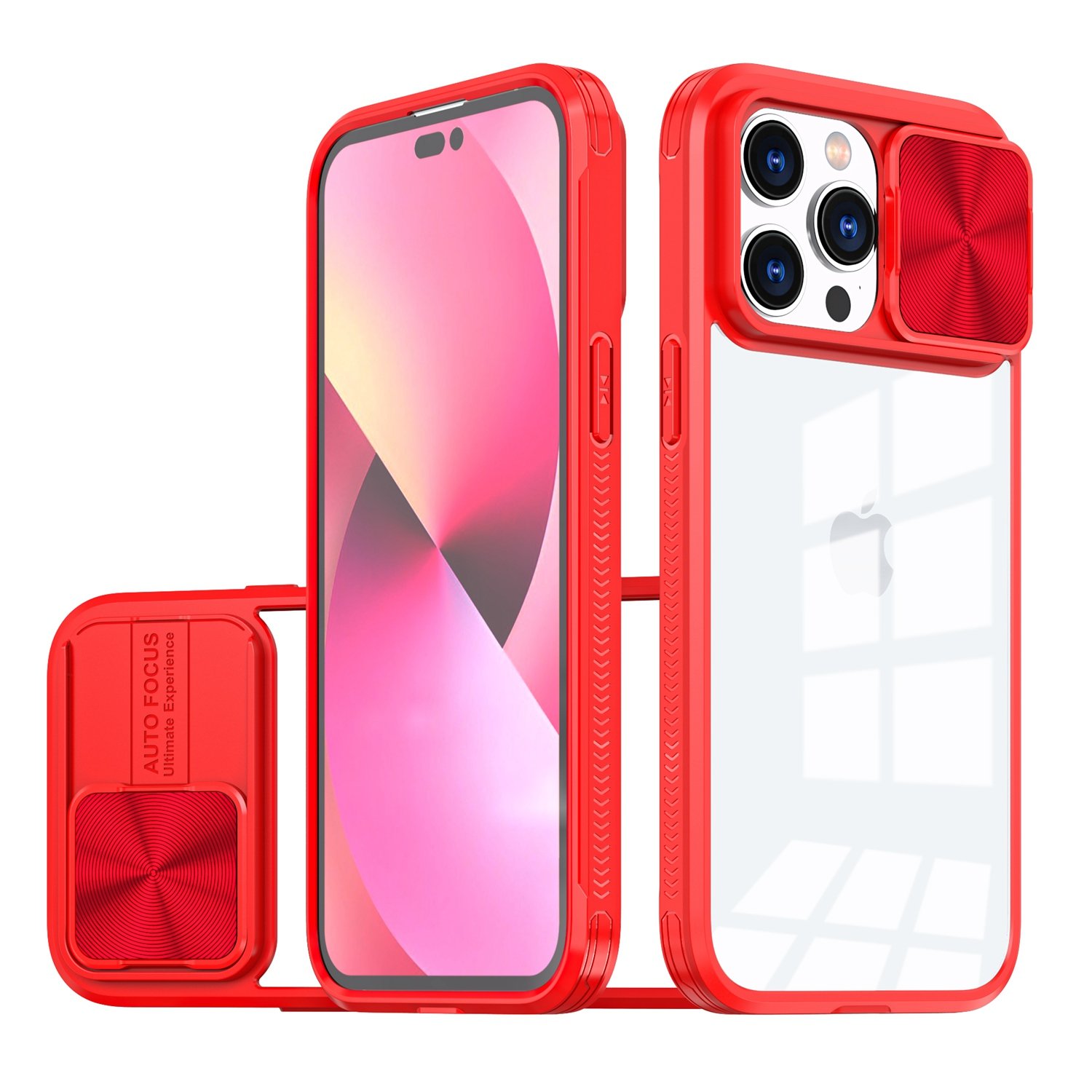for ip15 pro max fusion transparent clear hybrid case cover red