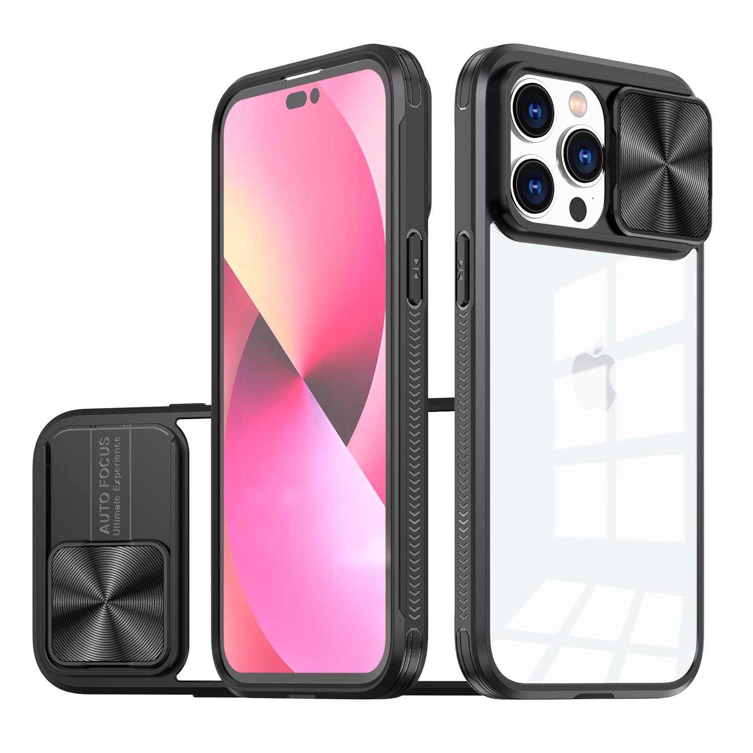 for iphone 13/14 fusion transparent clear hybrid case cover black