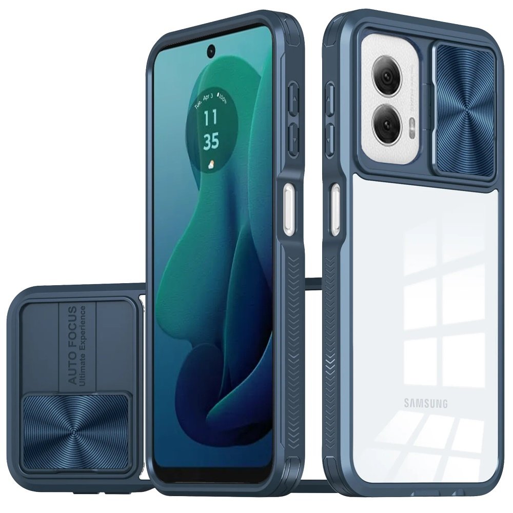 for motorola moto g 5g 2024 fusion transparent clear hybrid case cover blue