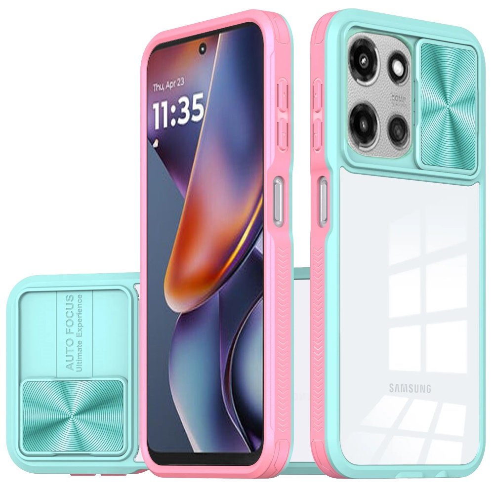 for moto g 5g 2025/2026 g play 2026 fusion transparent clear hybrid case cover pink/blue
