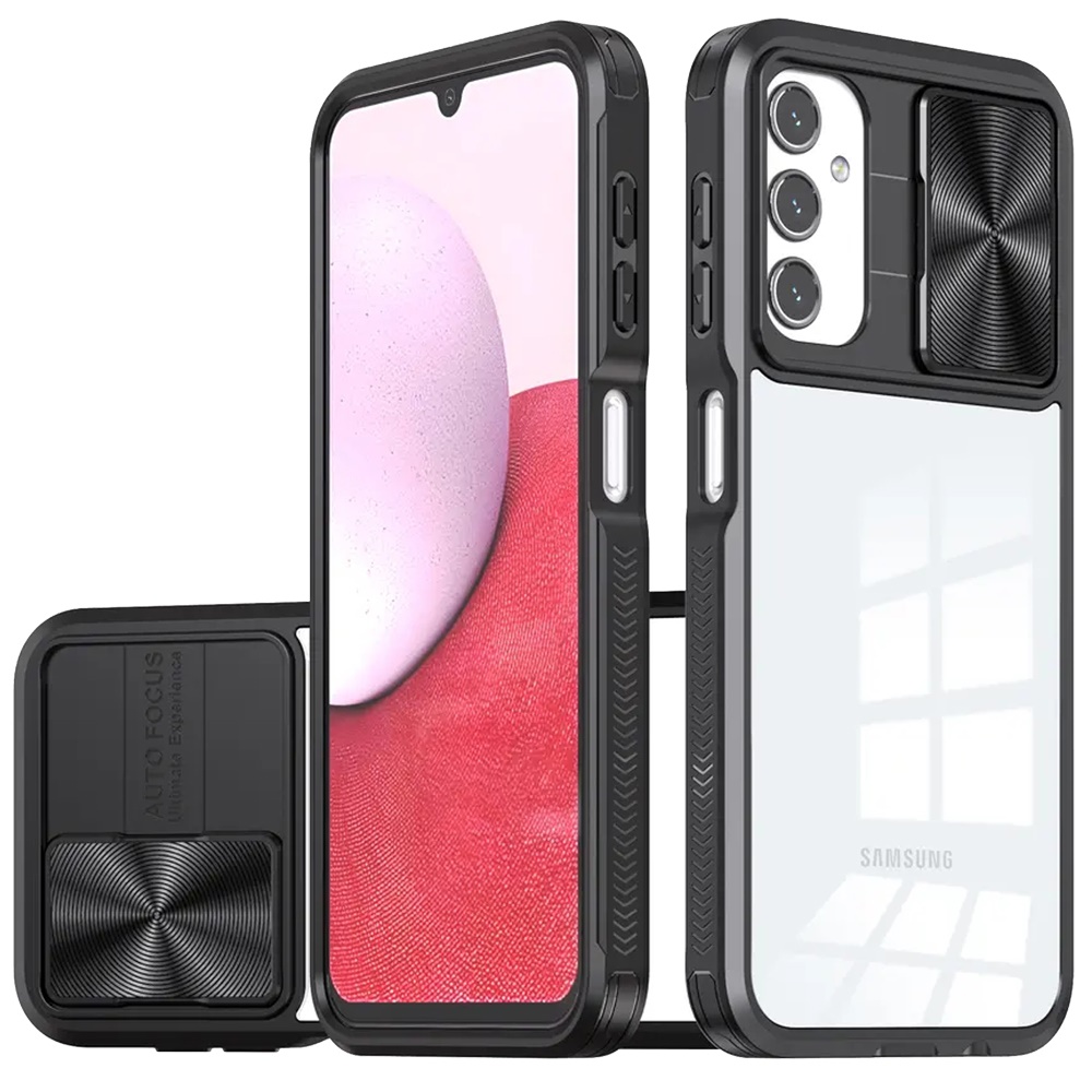 for samsung a14 5g fusion transparent clear hybrid case cover black