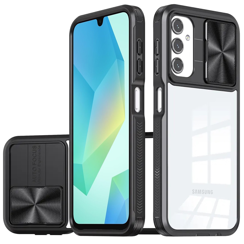 for samsung a16 5g fusion transparent clear hybrid case cover black