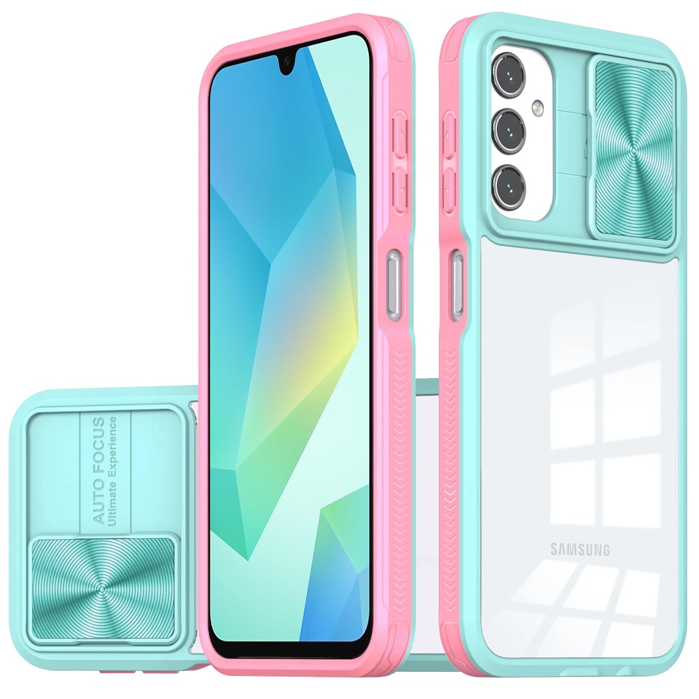 for samsung a16 5g fusion transparent clear hybrid case cover pink/blue