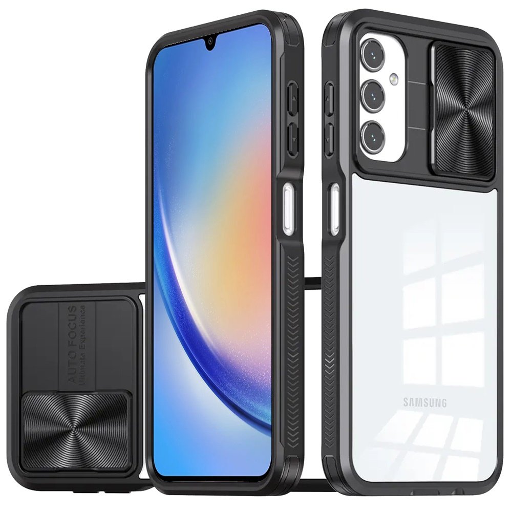 for samsung a15 5g fusion transparent clear hybrid case cover black
