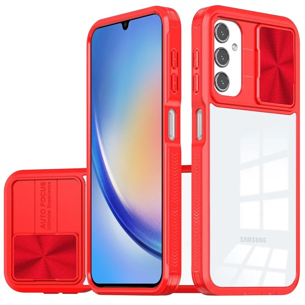 for samsung a15 5g fusion transparent clear hybrid case cover red