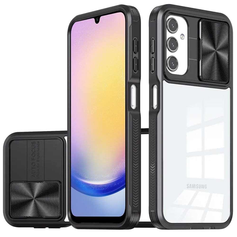 for samsung a25 5g fusion transparent clear hybrid case cover black