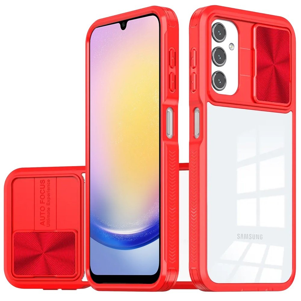 for samsung a25 5g fusion transparent clear hybrid case cover red