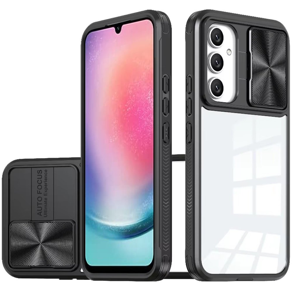 for samsung galaxy a26 fusion transparent clear hybrid case cover black