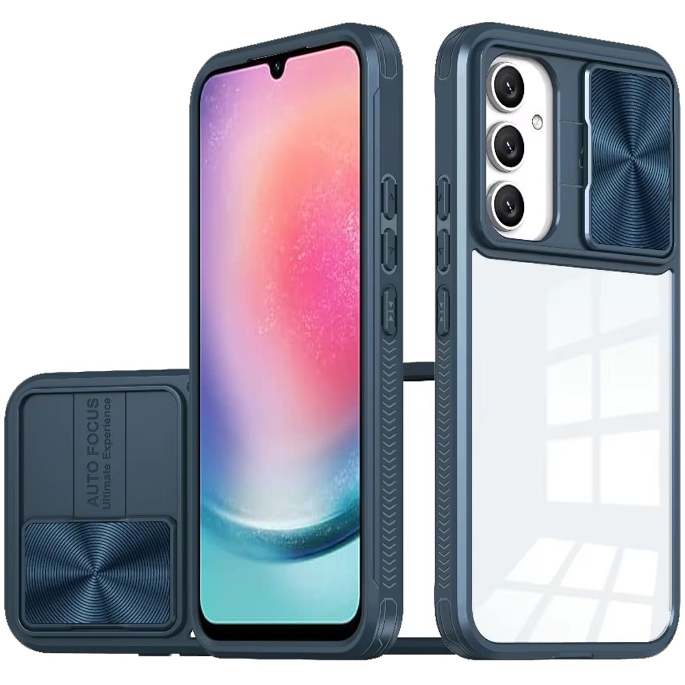 for samsung galaxy a26 fusion transparent clear hybrid case cover blue