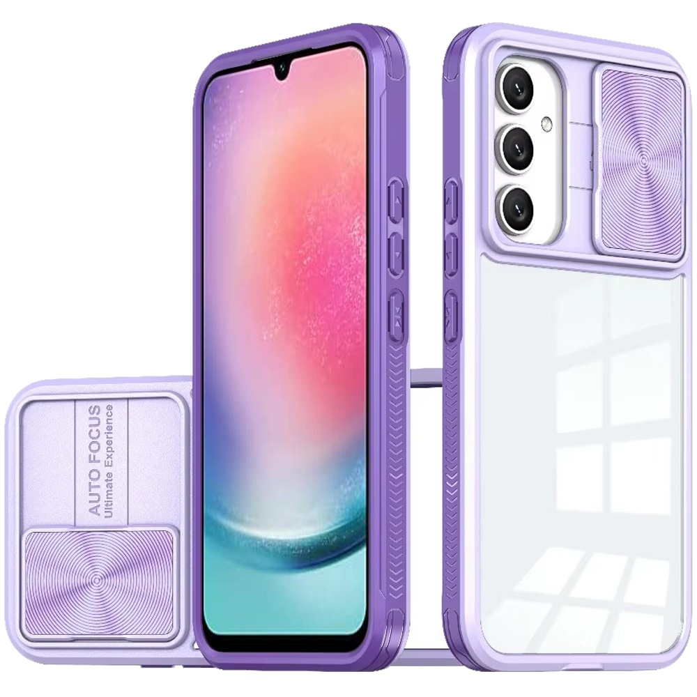 for samsung galaxy a26 fusion transparent clear hybrid case cover purple