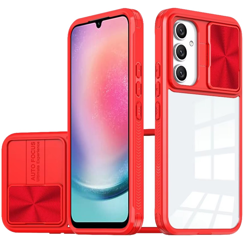 for samsung galaxy a26 fusion transparent clear hybrid case cover red