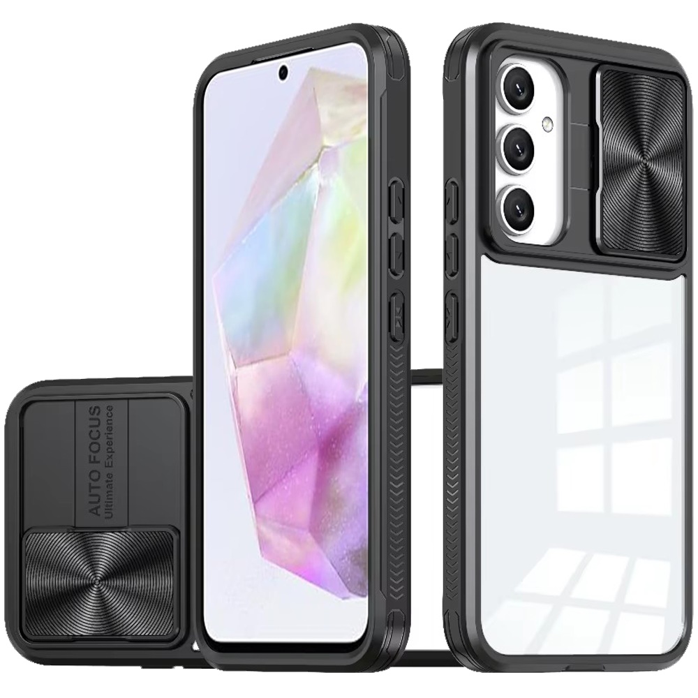 for samsung galaxy a36 / a56 fusion transparent clear hybrid case cover black