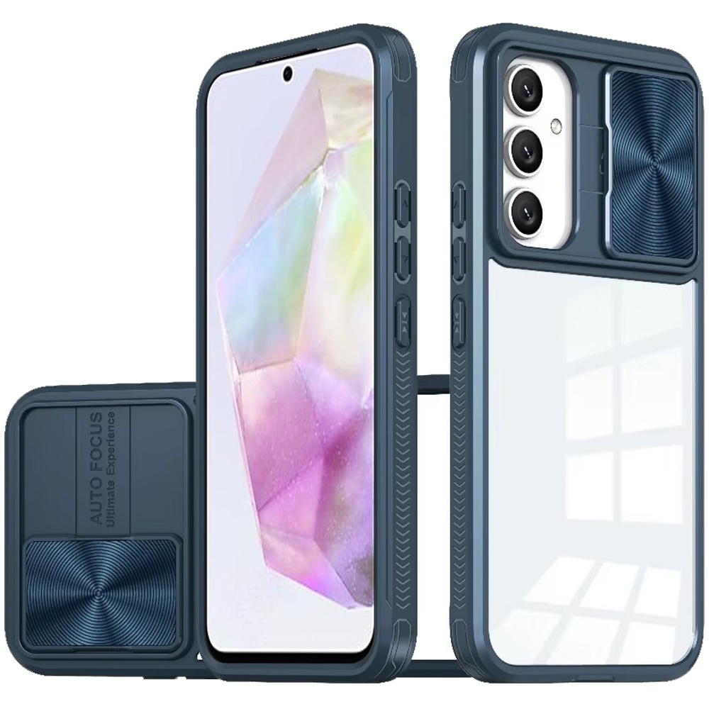 for samsung galaxy a36 / a56 fusion transparent clear hybrid case cover blue