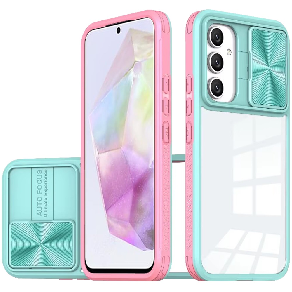 for samsung galaxy a36 / a56 fusion transparent clear hybrid case cover pink/blue