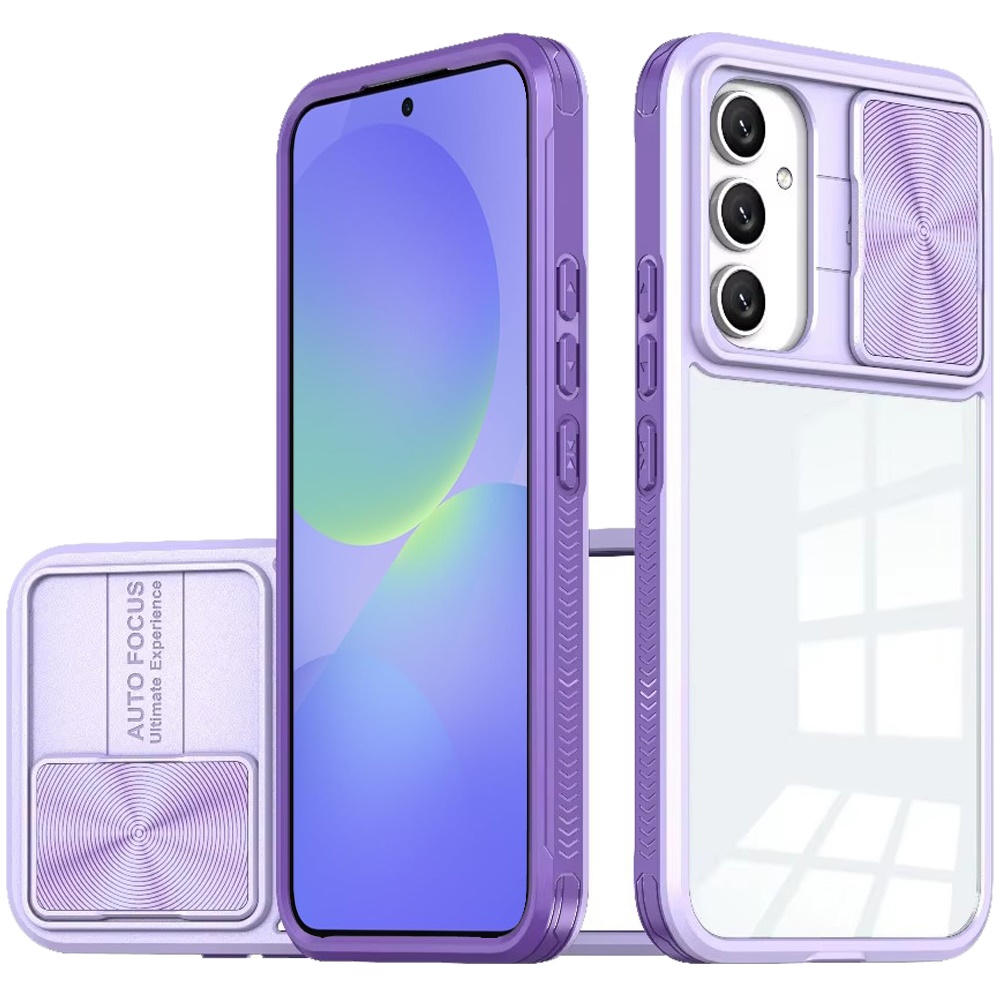 for samsung galaxy a36 / a56 fusion transparent clear hybrid case cover purple