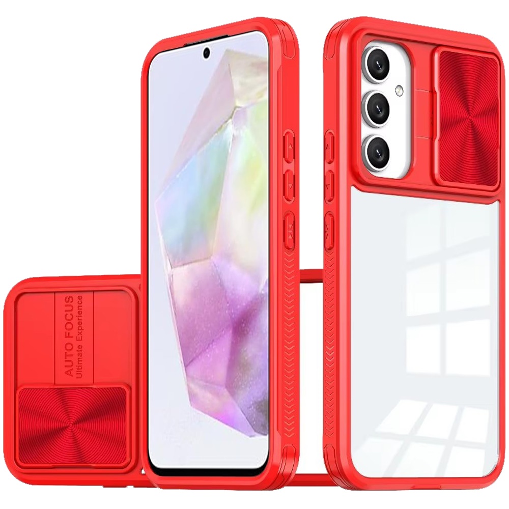 for samsung galaxy a36 / a56 fusion transparent clear hybrid case cover red