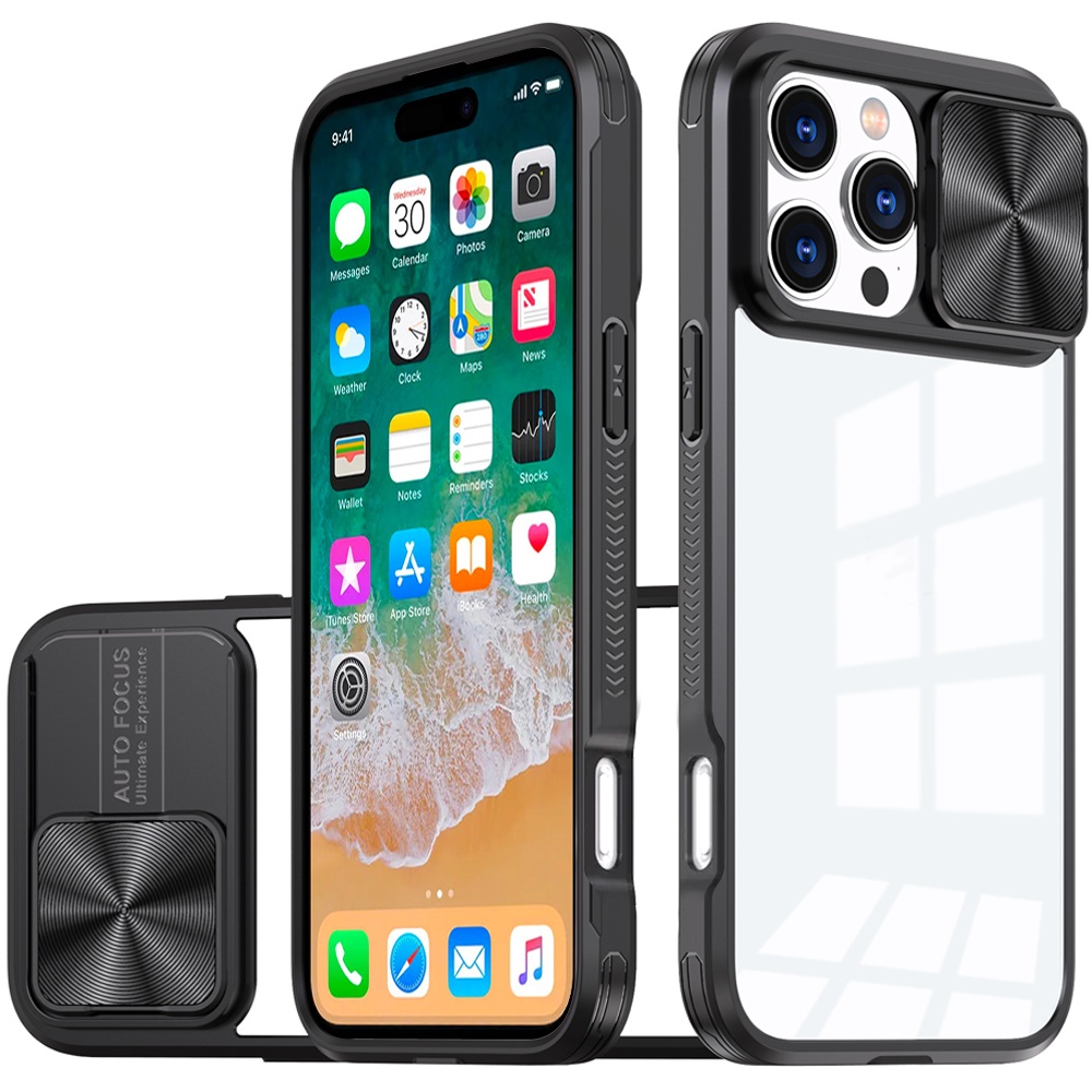 for iphone 16 pro max 6.9 inch fusion transparent clear hybrid case cover black
