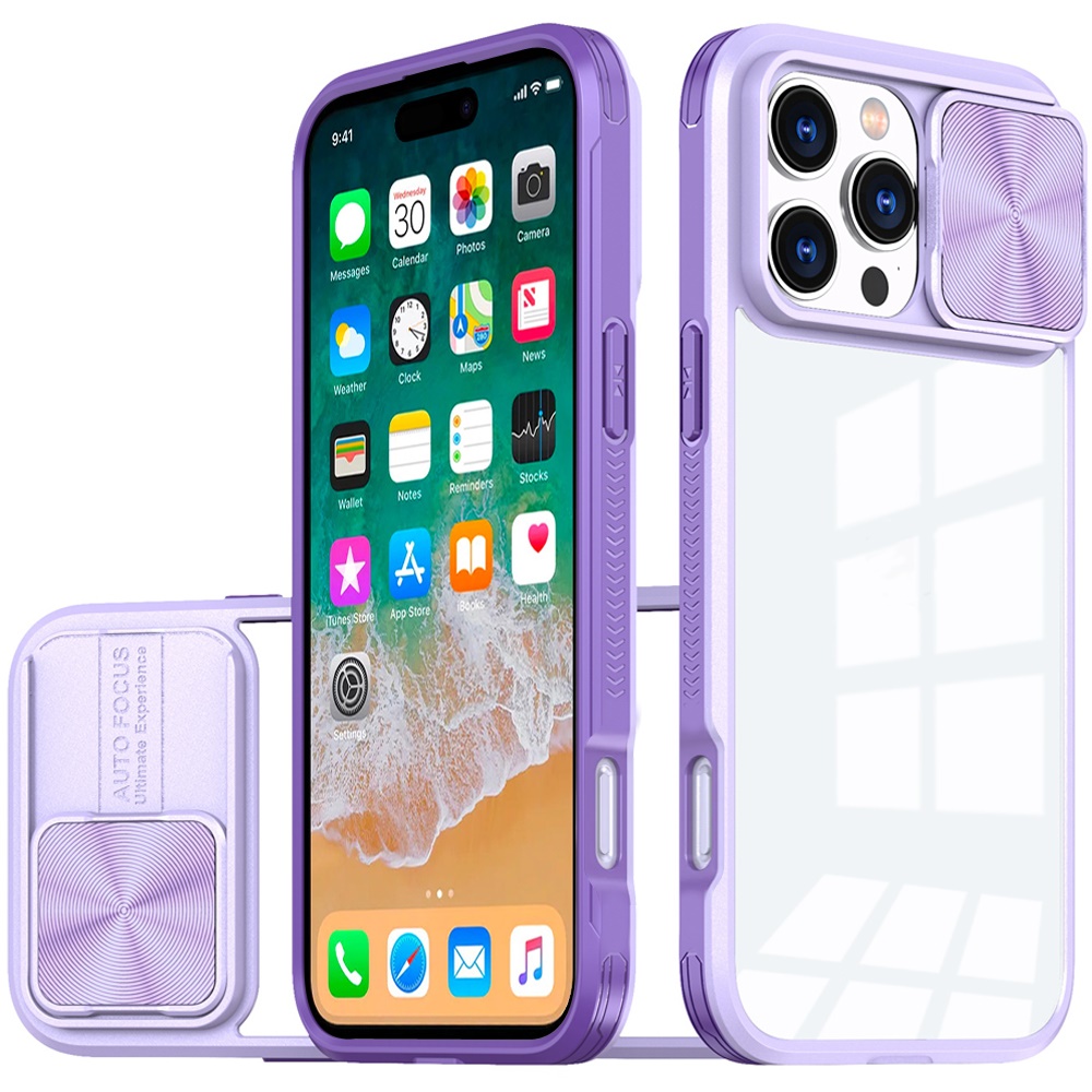 for iphone 16 pro max 6.9 inch fusion transparent clear hybrid case cover purple