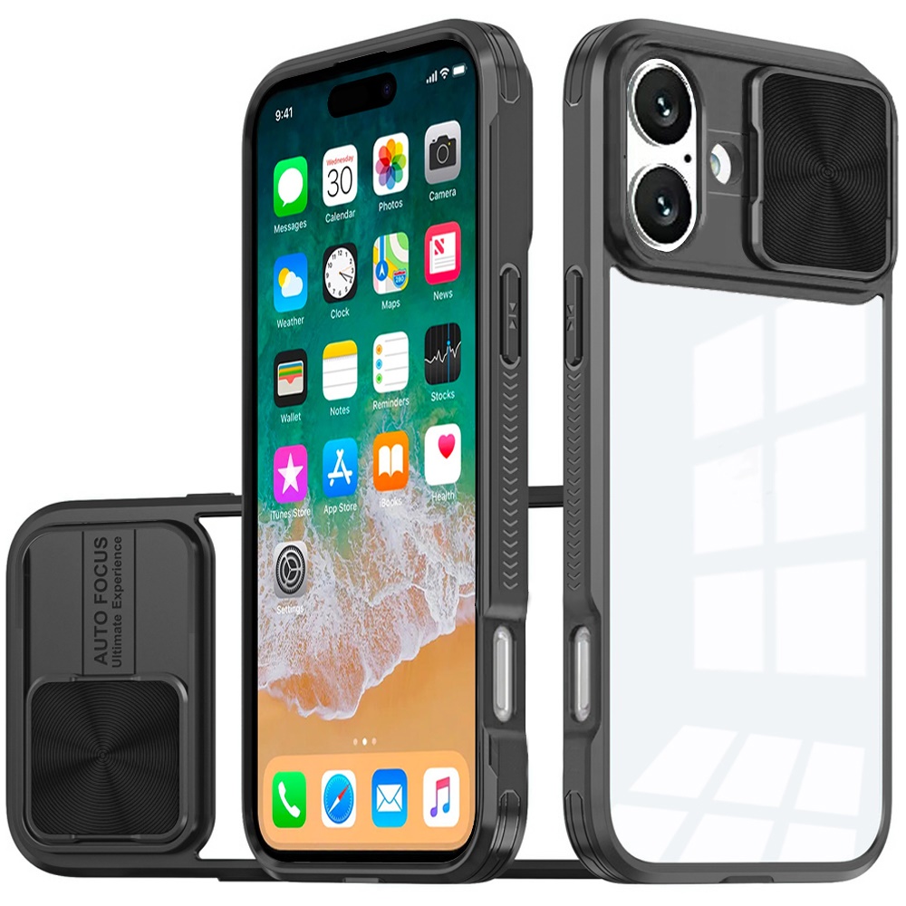 for iphone 16 plus 6.7 inch fusion transparent clear hybrid case cover black