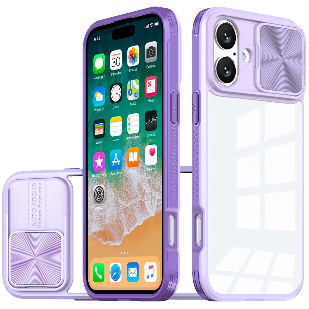 for iphone 16 plus 6.7 inch fusion transparent clear hybrid case cover purple