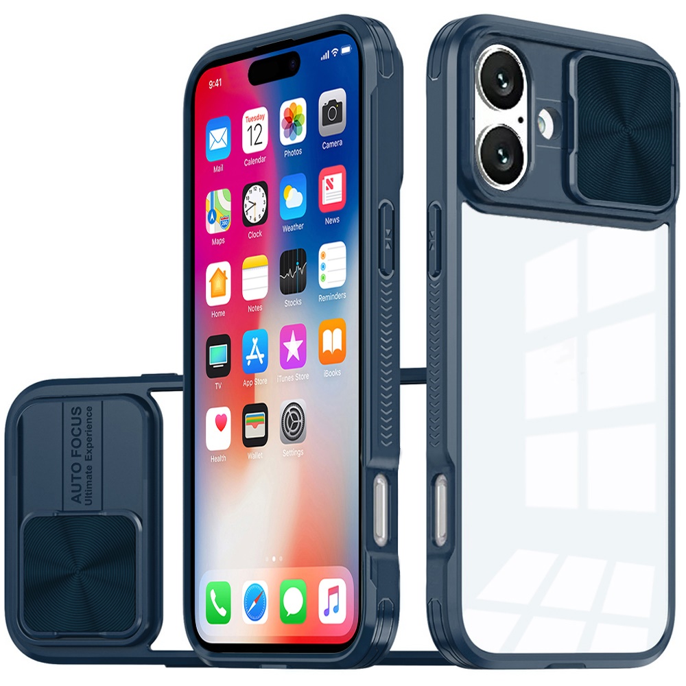 for iphone 16 6.1 inch fusion transparent clear hybrid case cover blue