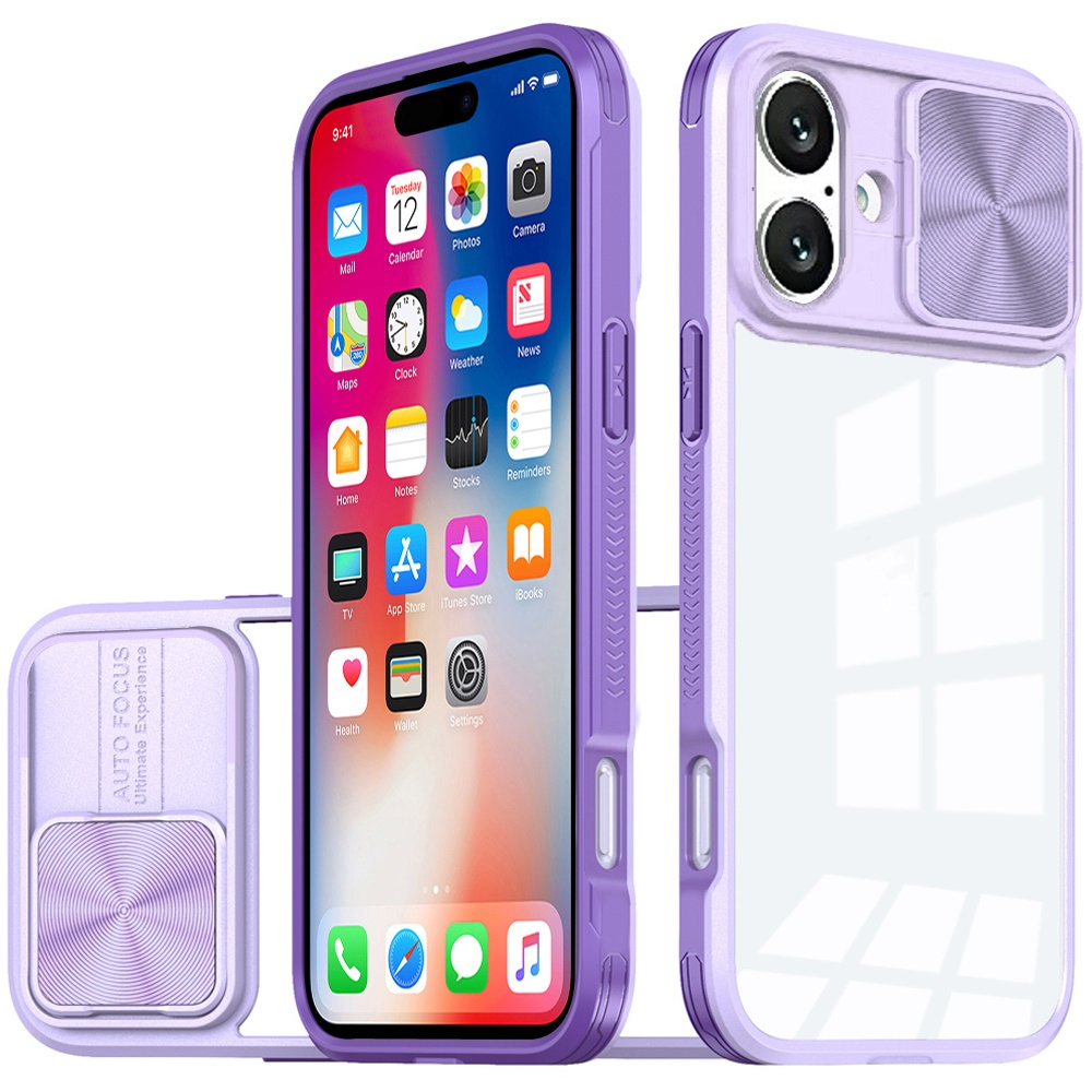 for iphone 16 6.1 inch fusion transparent clear hybrid case cover purple