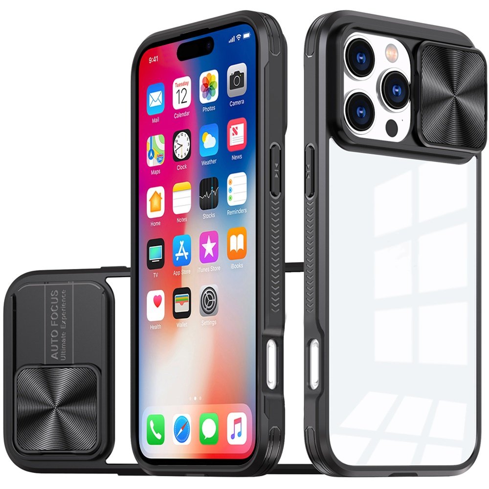 for iphone 16 pro 6.3 inch fusion transparent clear hybrid case cover black