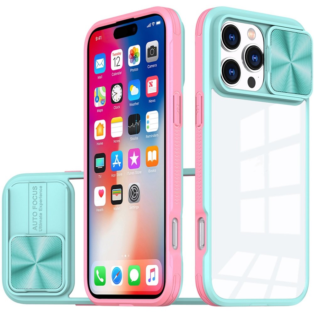 for iphone 16 pro 6.3 inch fusion transparent clear hybrid case cover pink/blue